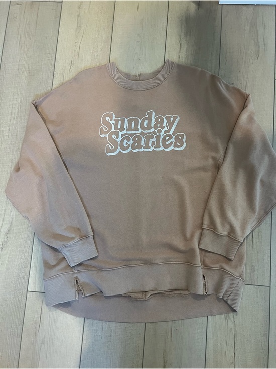 aerie Sweaters - aerie Women's Crewneck Sweatshirt - Tan with White Logo